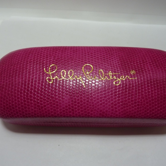 Lilly Pulitzer Hard Case Clam Shell Eyeglasses Sunglasses Faux Reptile Case - Picture 1 of 3